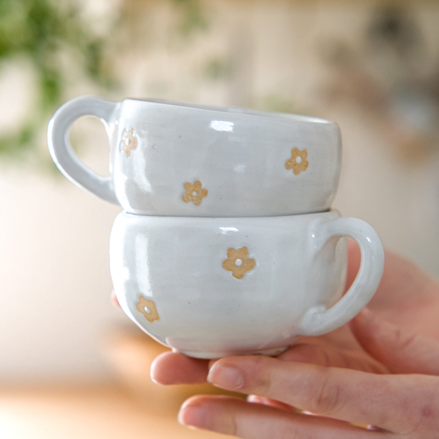 Tasse fleurie - blanche