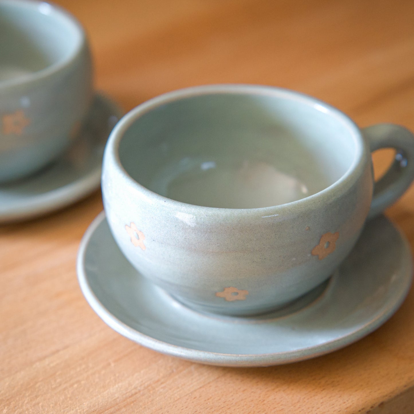 Tasse fleurie - sage