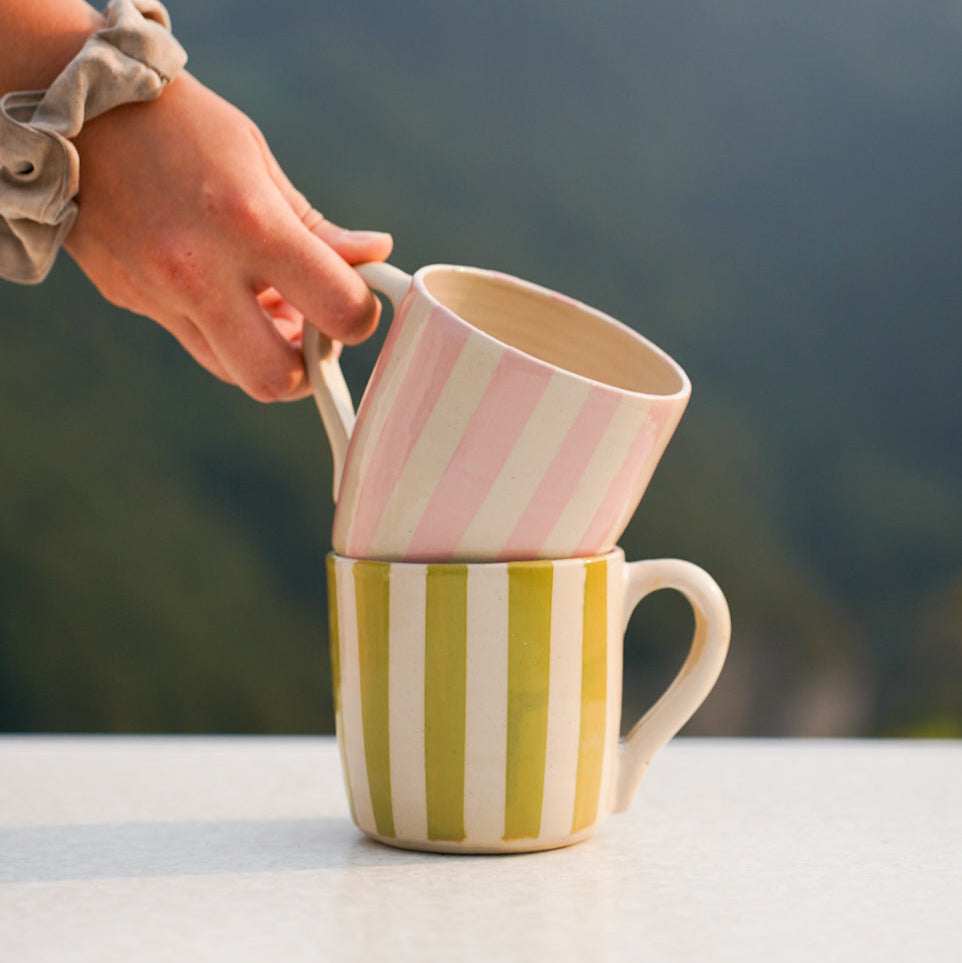 Tasse rayée - Verte