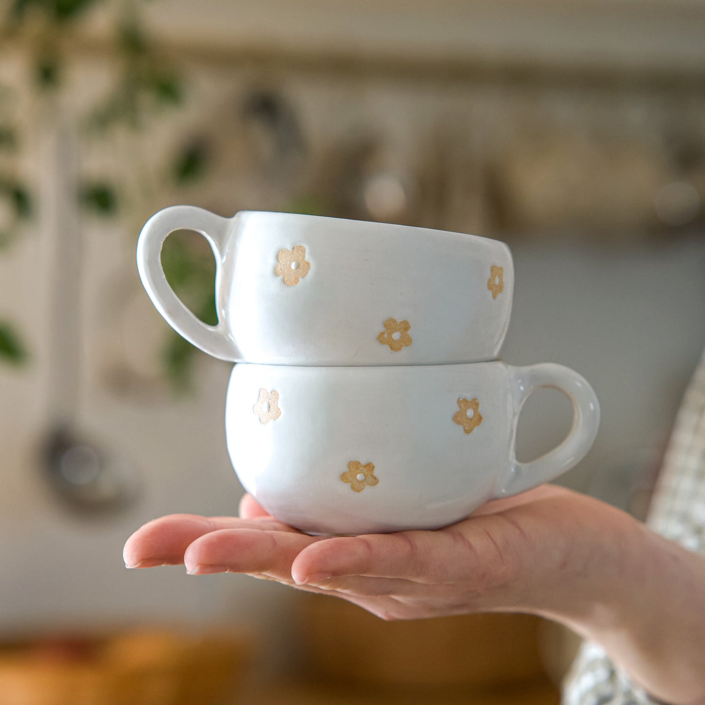 Tasse fleurie - blanche