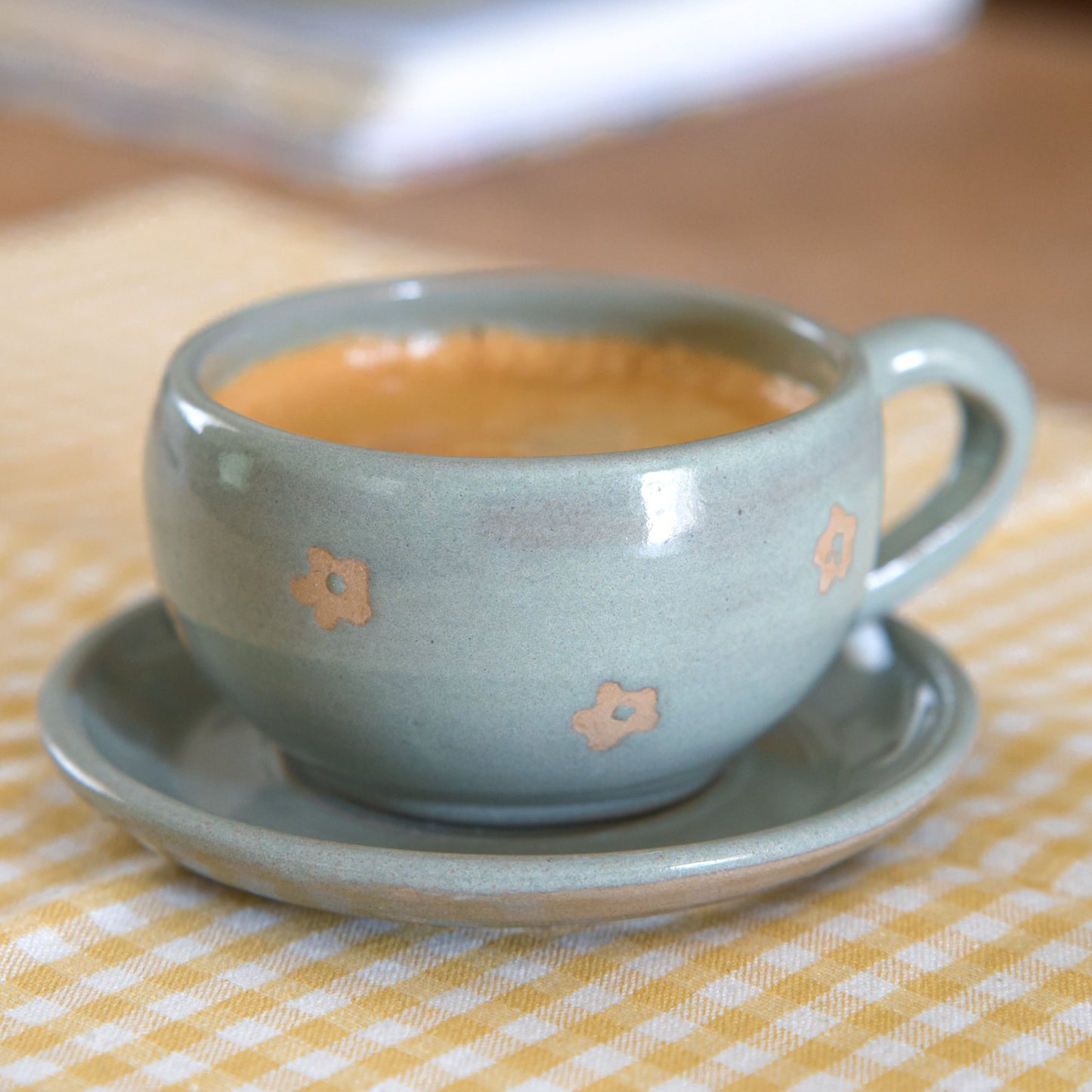 Tasse fleurie - sage