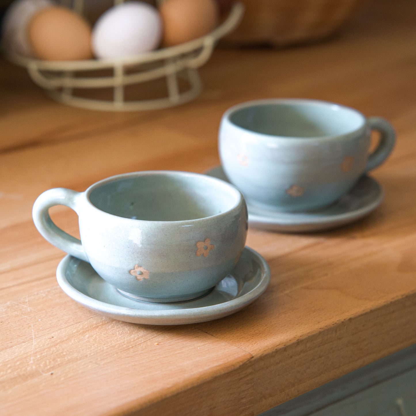 Tasse fleurie - sage