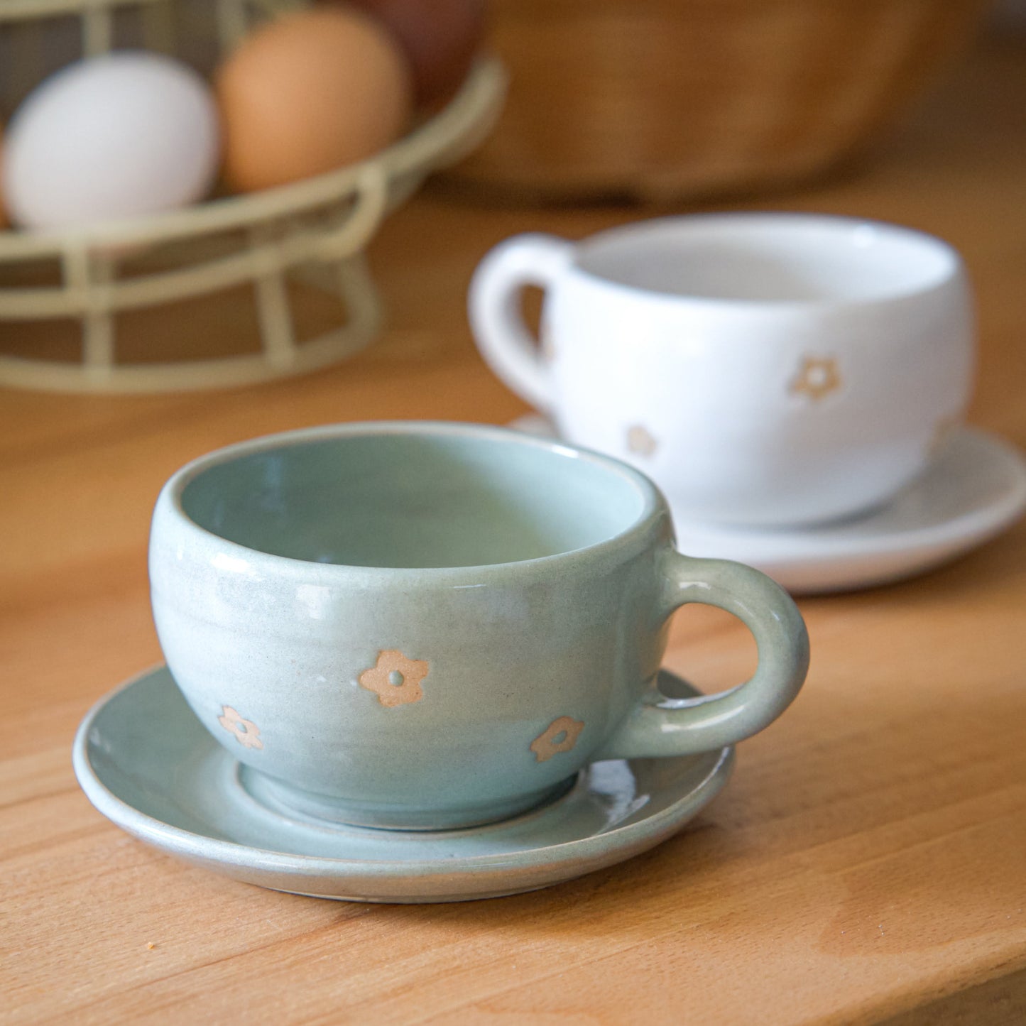 Tasse fleurie - sage