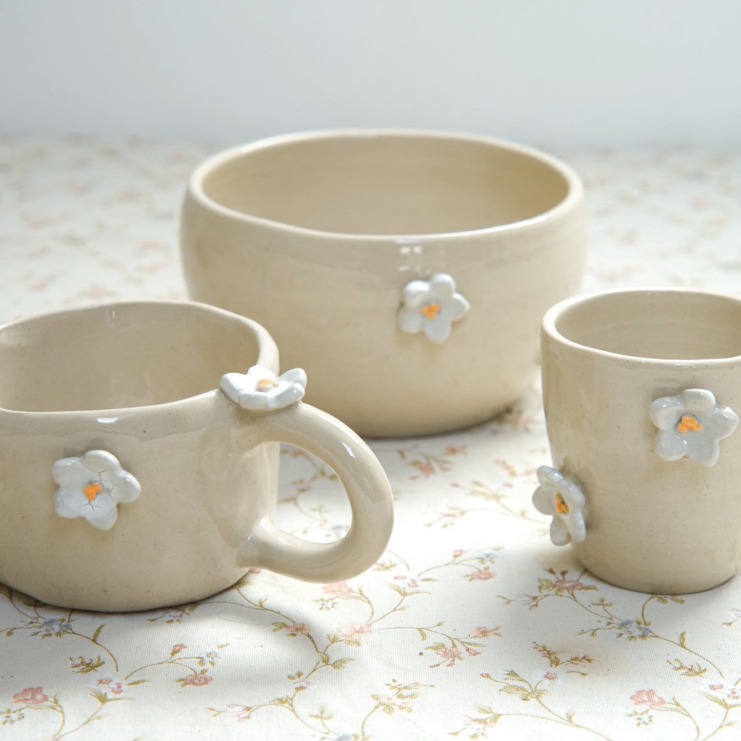 Tasse espresso - Fleurs blanches