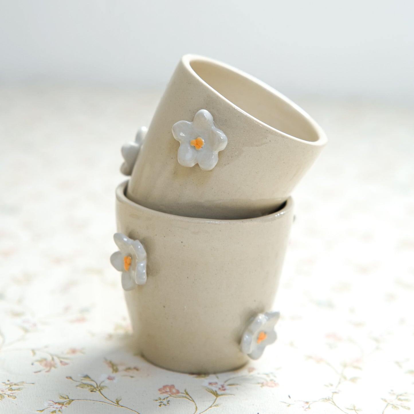 Tasse espresso - Fleurs blanches