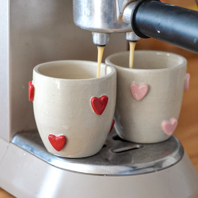 Tasse espresso - Coeurs rouges