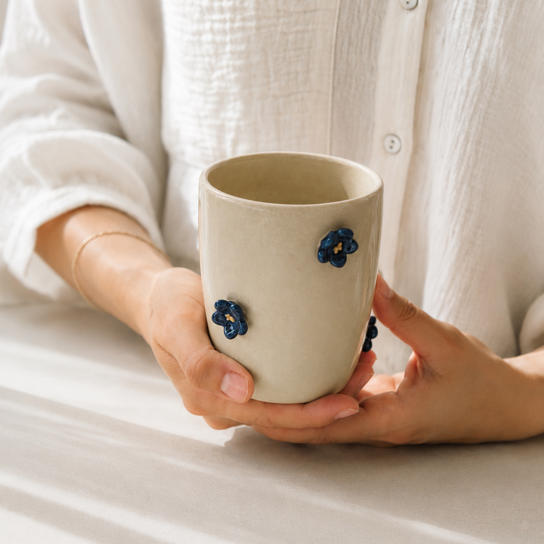 Grand mug - Fleurs bleues