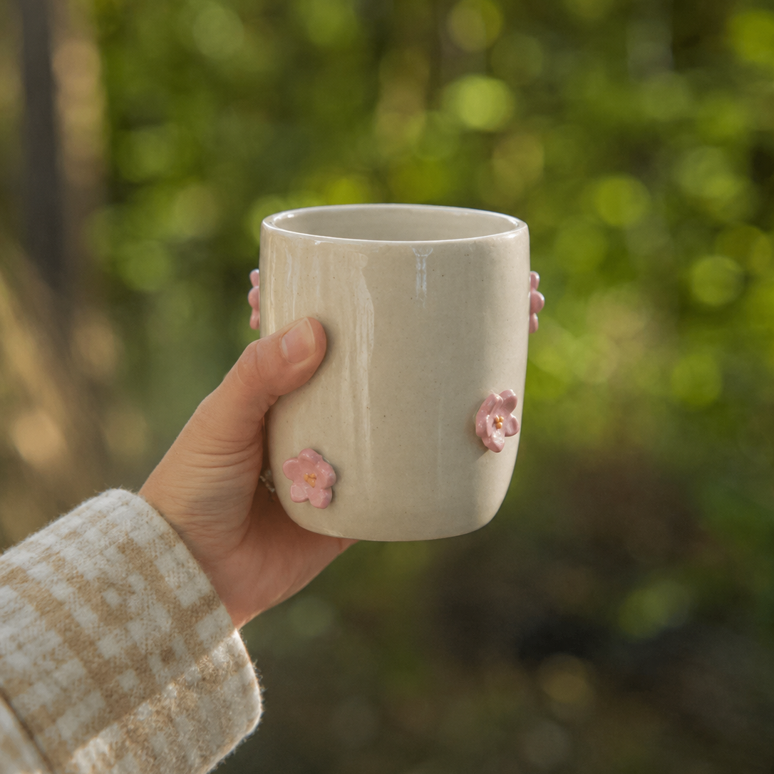 Grand mug - Fleurs roses